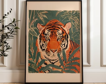Japanese Tiger Print: Vintage Jungle Animal Wall Art