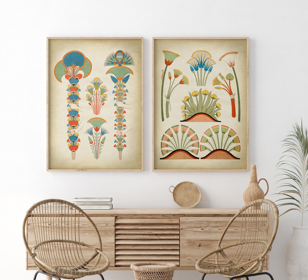 Art Nouveau Egyptian Floral Print Set: Vintage Botanical Art - Etsy