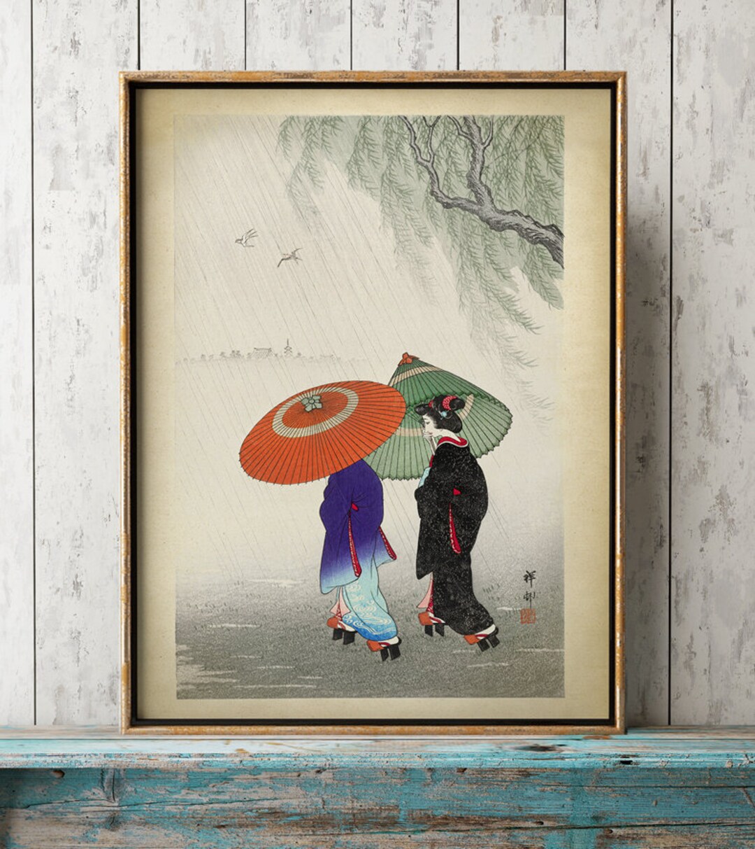 Buy Japanese Women Art Print, Woman Wearing Kimono With