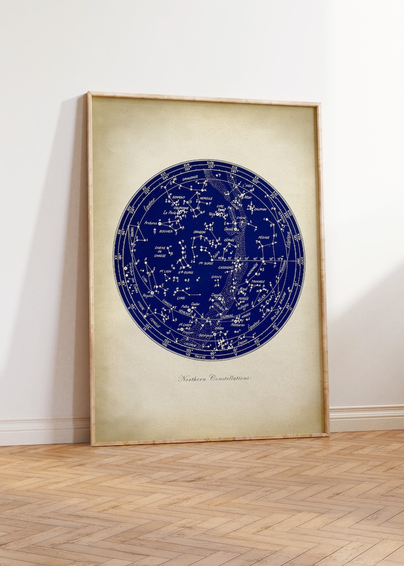 ASTRONOMY Print 3er Set, Vintage Ästhetik, Mond Poster, Sternen Karte, wissenschaftliche Illustration Wanddekor. Bild 4