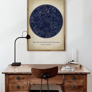Northern Stars Print, Old Constellation Figures Zodiacal Signs, Stars Chart, Astronomy Print , Astronomy Poster, Celestial Dorm Wall Decor image 8