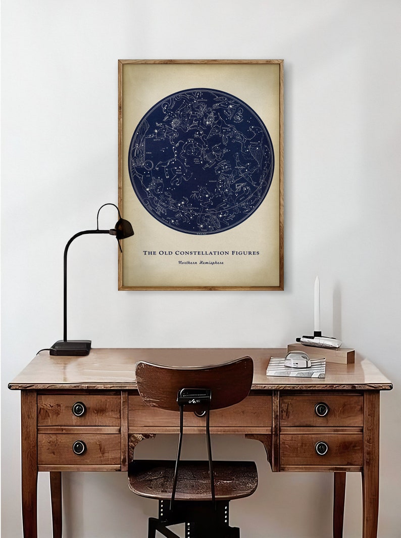 Northern Stars Print, Old Constellation Figures Zodiacal Signs, Stars Chart, Astronomy Print , Astronomy Poster, Celestial Dorm Wall Decor image 8