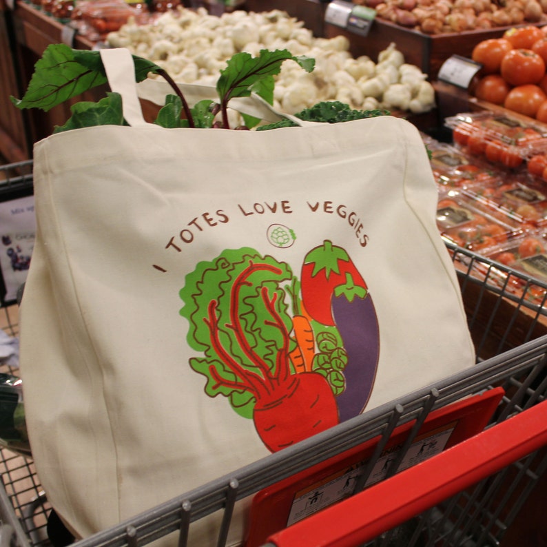 I Totes Love Veggies Fair Trade Reusable Grocery Bag image 3