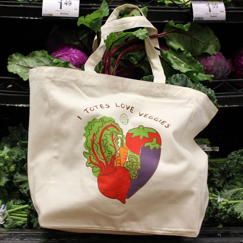 I Totes Love Veggies Fair Trade Reusable Grocery Bag image 1