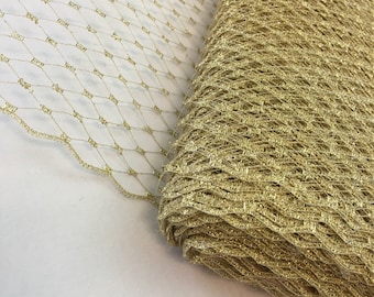 9" Gold Metallic Birdcage Veiling - 1 yard