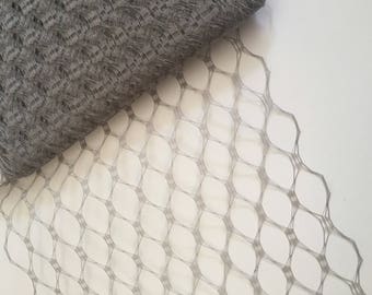 9" Grey Vintage Veiling  - 1 yard