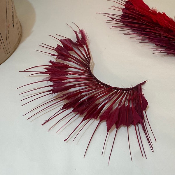 Millinery Feather Mount Burgundy