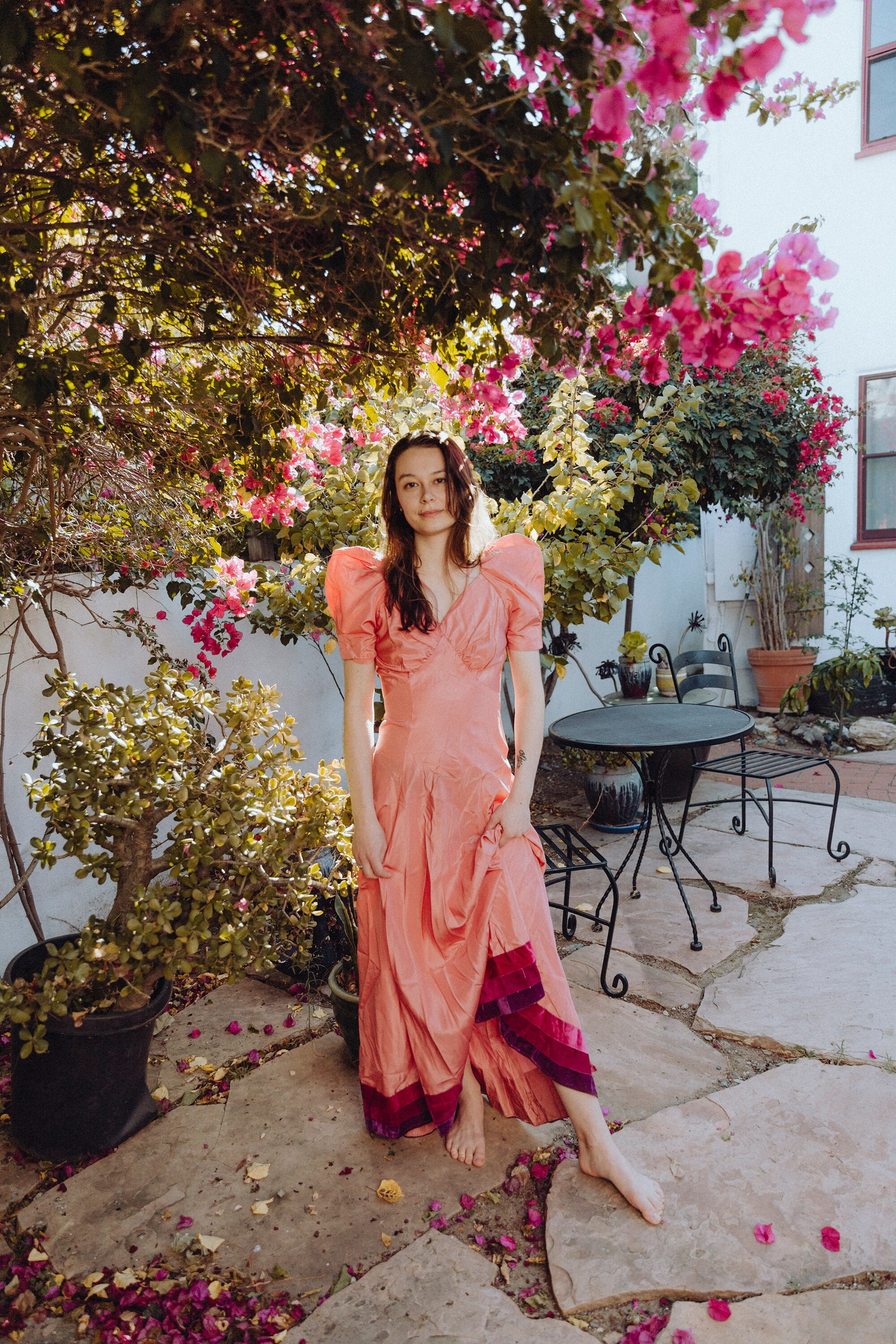 Dream Puff Sleeve Pink Vintage Dress