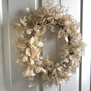 Lunaria Wreath, Money Plant Wreath, Dried Honesty Wreath, Boho Natural Wreath, Ethereal Bohemian Wall Decor, Everlasting Dried Botanical image 2