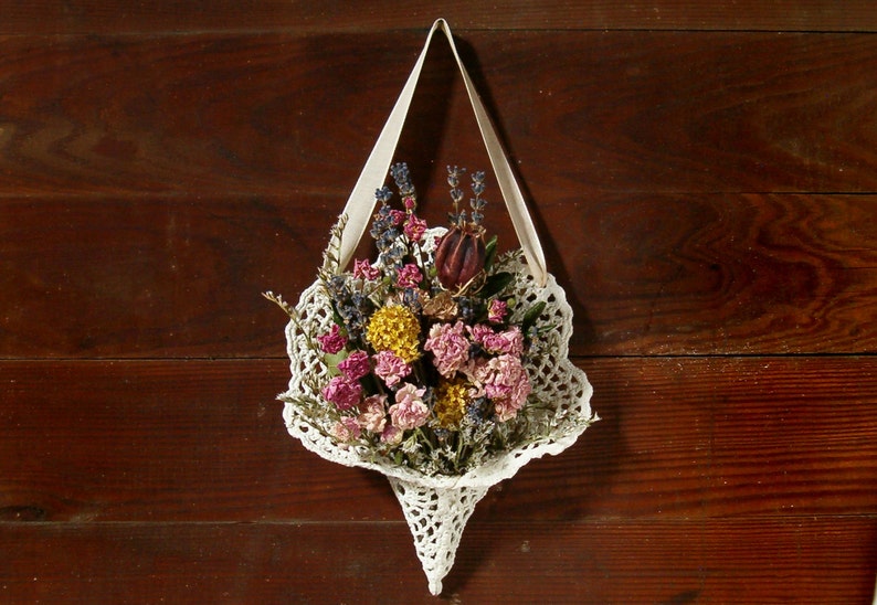 Nosegay Tussie Mussie Small Flower Bouquet Cottage Decor Shabby Farmhouse Dried Flowers French Country Chic Dried Flower Arrangement