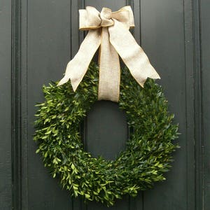 Christmas Wreath, Boxwood Wreath, 12, Fresh Boxwood Wreath, Live Holiday Wreaths, Front Door Wreath, Natural Wedding Decor, Real Boxwood Burlap