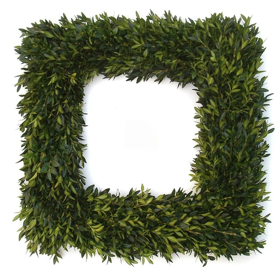 Boxwood Wreath, 18" Square Boxwood Wreath, Christmas Wreath, Fresh Boxwood Wreath, Front Door Wreath, Wedding Decor, Real Boxwood, Greenery