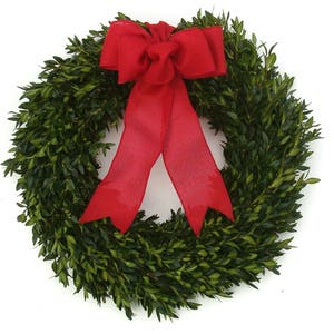 Christmas Wreath, Boxwood Wreath, 12, Fresh Boxwood Wreath, Live Holiday Wreaths, Front Door Wreath, Natural Wedding Decor, Real Boxwood Red