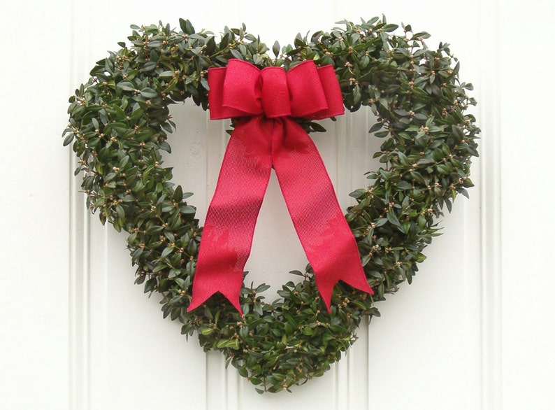 Boxwood Wreath, Fresh Boxwood Heart Wreath, Valentine's Day, Heart Shaped Wreath, Front Door Wreath, Holiday Decor, Christmas Wreath image 1