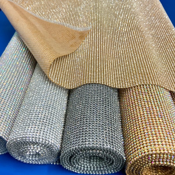 Feuilles de strass / tissu de strass, 46 pouces de long et 16 pouces de large taille de pierre 3 mm Fer-sur beau strass