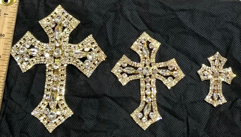 Crystal Rhinestone Cross / jacket/hats /candles /brilliance beautiful Rhinestone Applique image 2