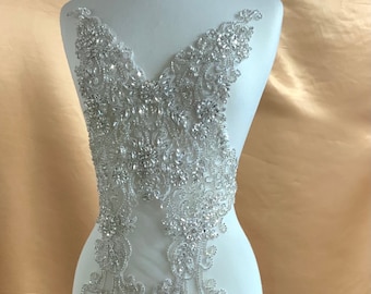 Rhinestone Applique, Beaded Wedding,Evening, Engagement,Prom, Dress beautiful Shine