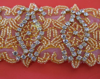 Crystal Rhinestone Trim by the Yard-Wholesale Silver or gold Bridal Trim- rhinestone banding- 2" Crystal Trim -Rhinestone Applique
