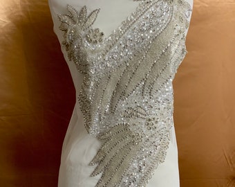 Designer Full body Rhinestone Applique, Beaded Wedding Dress Applique. Swarovski shine #81920