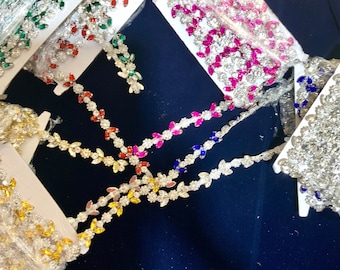 Crystal Rhinestone Trim by the Yard-Bridal Trim- rhinestone banding- Crystal Trim -Rhinestone Applique