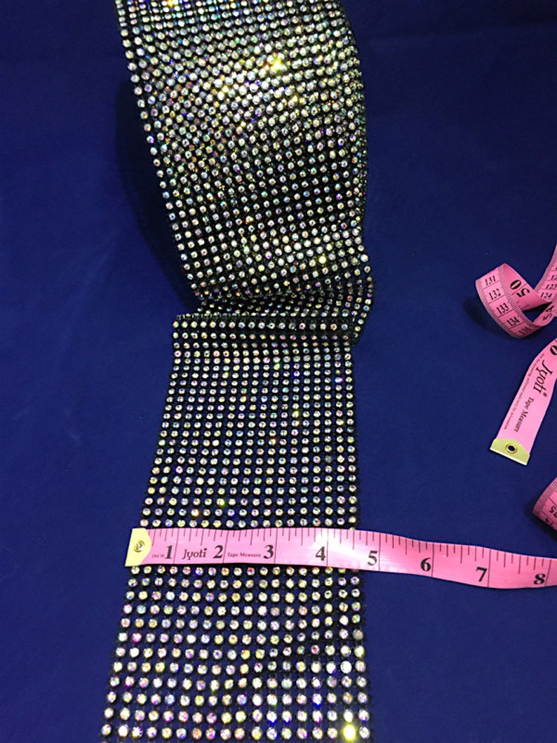 Rhinestone fabric 36 inches long 18 rows Beautiful Rhinestone Stretchy and not stretchy