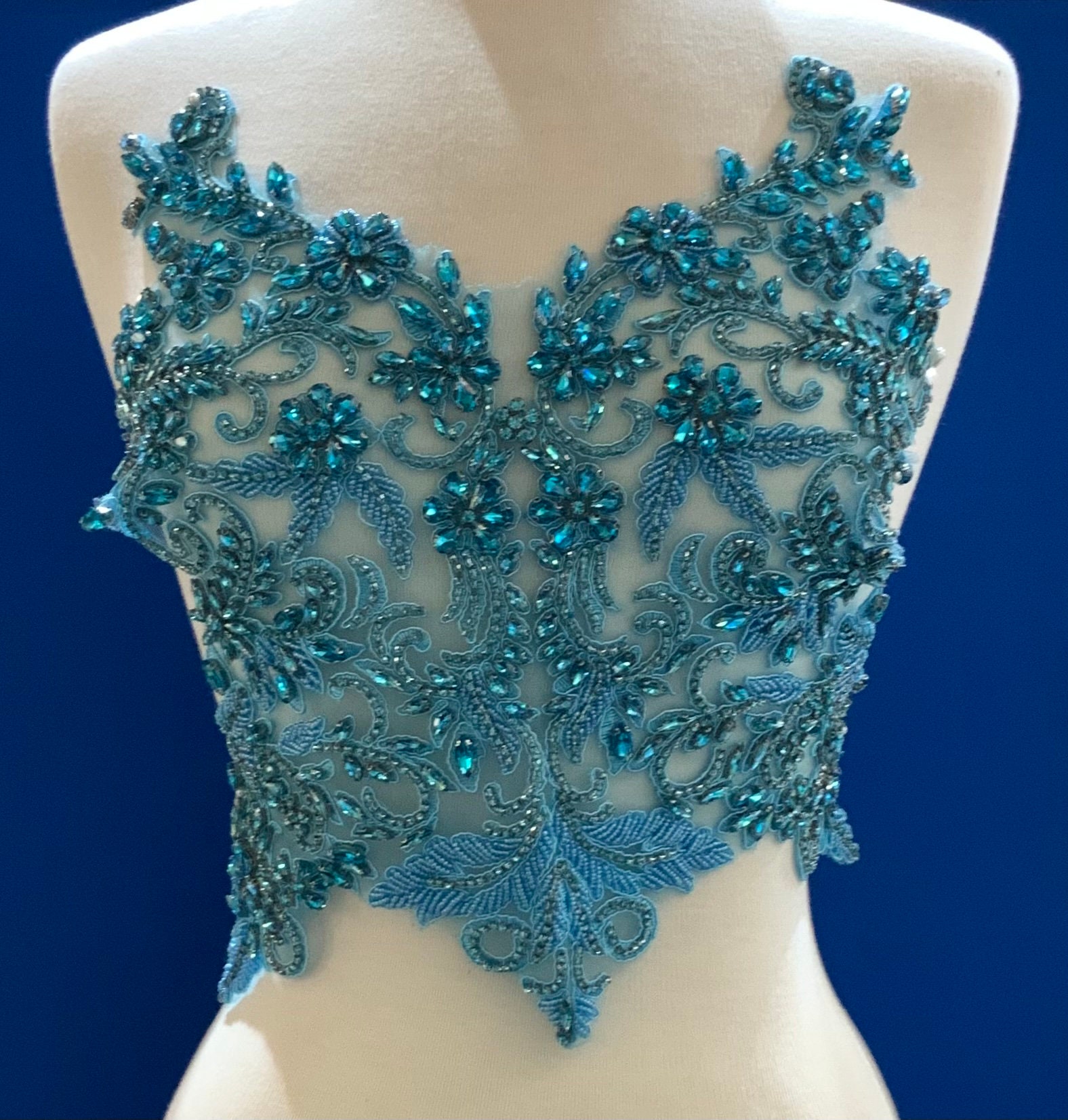 Designer Full Bodice Rhinestone Applique Beaded - Etsy