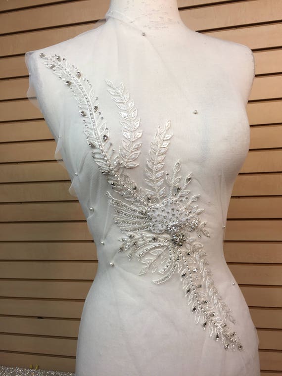Designer Body Rhinestone Applique Beaded Wedding Dress Etsy