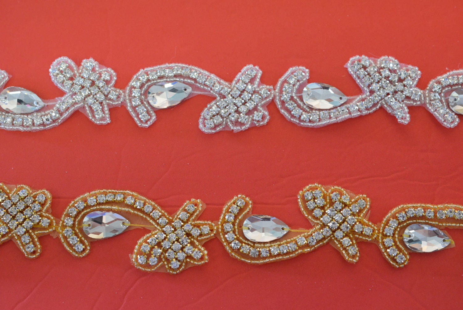 Ab Rhinestone Trim Crystal or AB Rhinestone Trim by the Yard-wholesale Silver or Gold ...