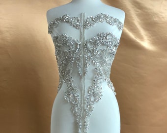 Designer Full Crystal body Rhinestone Applique, Beaded  Engagement,wedding, Marquis shape   Czech Crystal