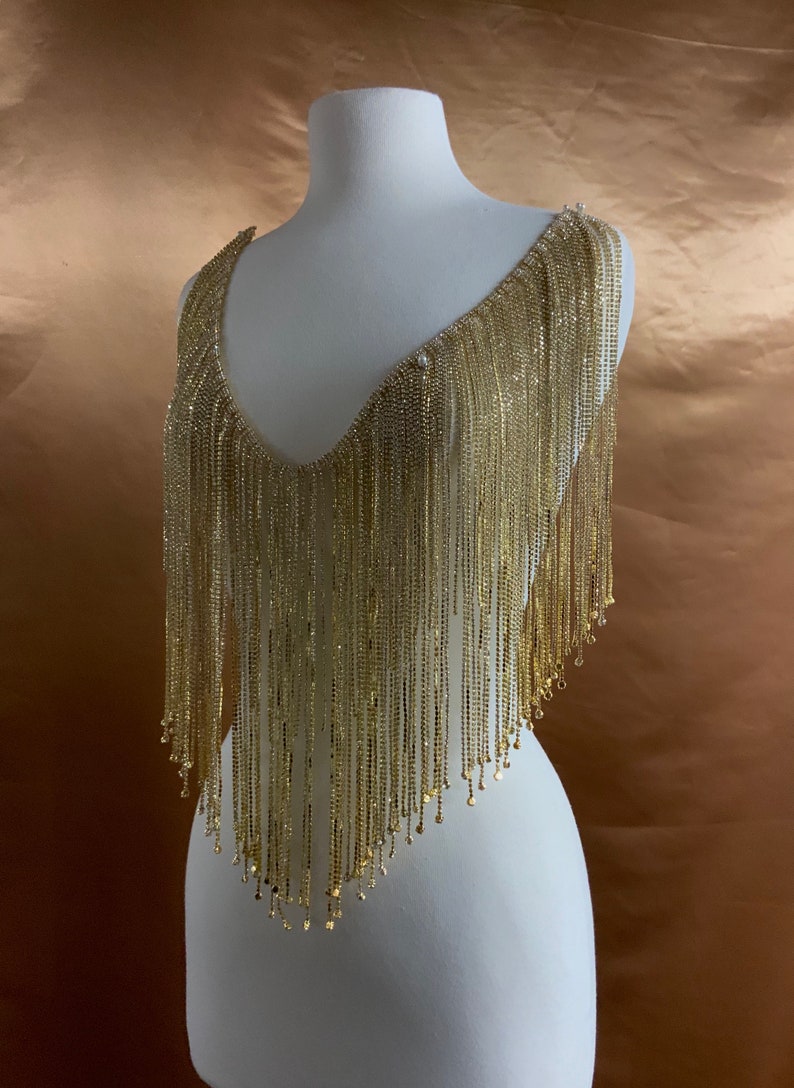 Fringe Pearl Statement Chain Belt