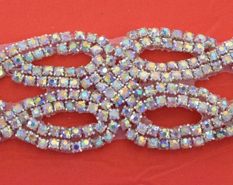 Crystal Rhinestone Trim by the Yard-Wholesale Silver Bridal Trim- rhinestone banding-2  " Crystal Trim -Rhinestone Applique
