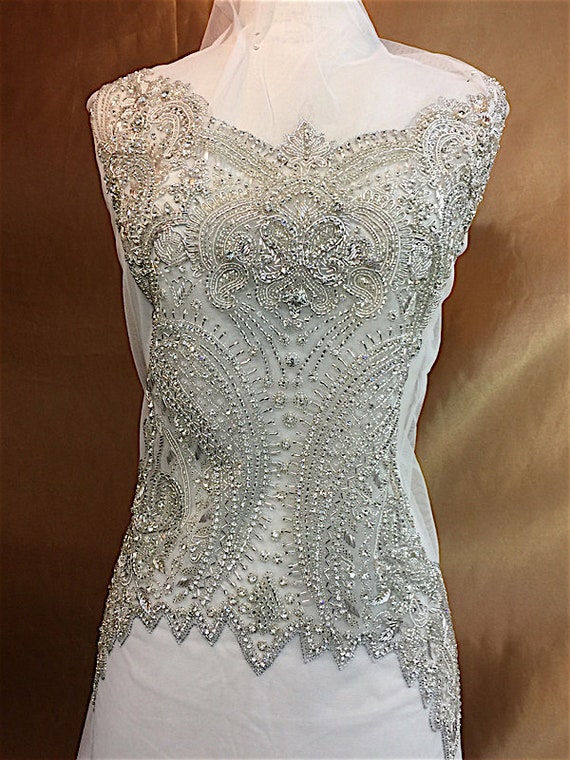 Designer Full Body Rhinestone Applique Beaded Wedding Dress Etsy