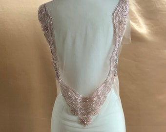 Bodice Rhinestone Applique, Beaded Wedding,Evening, perfect for the back of the dress Engagement,Prom, Dress