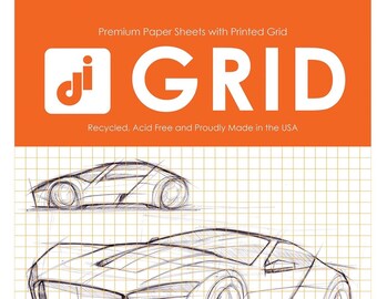 ORANGE Grid Paper : Multi-media grid paper for pencil, ink, marker and watercolor paints. (8.5" x 11") 25 Sheet Pack