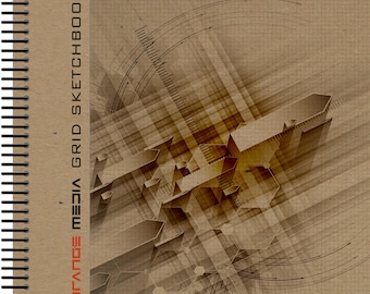 Big Grey Grid Sketchbook. Spiral Bound. Left Spine. Multi-Media Paper. 1/8" Box Grid. (11" x 17") SB-2550-LS