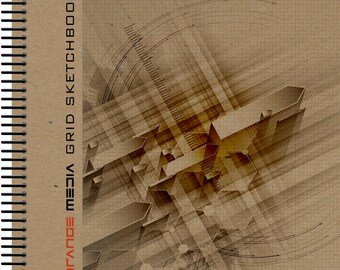 Big Grey Grid Sketchbook. Spiral Bound. Left Spine. Multi-Media Paper. 1/8" Box Grid. (11" x 17") SB-50100-LS