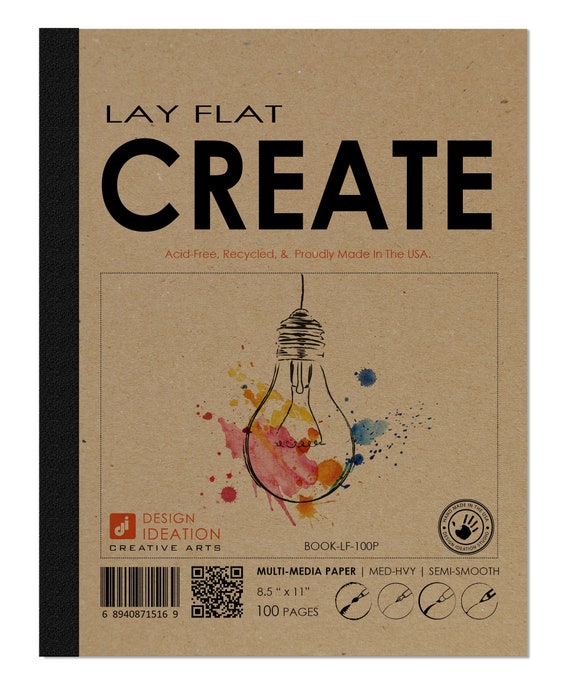 Design Ideation Lay Flat Watercolor Sketch Pad. Removable Sheet Sketchbook  for Pencil, Ink, Marker, Charcoal and Watercolor Paints. Great for Art