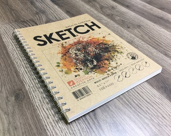 Wire Bound Sketchbook. Mixed Media Paper. Creative Project Book. (8.5" x 11")