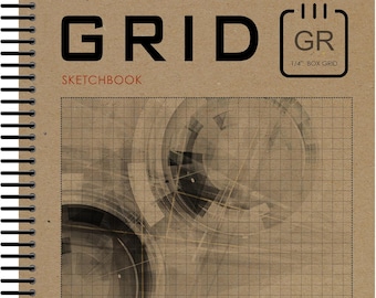Grey Grid Sketchbook. Spiral Bound. Left Spine. Multi-Media Paper. 1/4" Box Grid. (8.5" x 11") SB-2550-LS