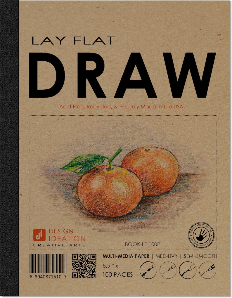 Lay Flat Sketchbook: Mixed Media Drawing Book. Removable Sheets (8.5" x 11") LF-50100-LS image 2