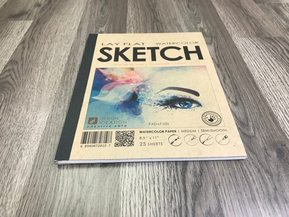 LAY FLAT Sketchbook. Removable Sheet, Journal Style SKETCH Book for Pencil,  Ink, Marker, Charcoal and Watercolor Paints. 8.5 X 11 