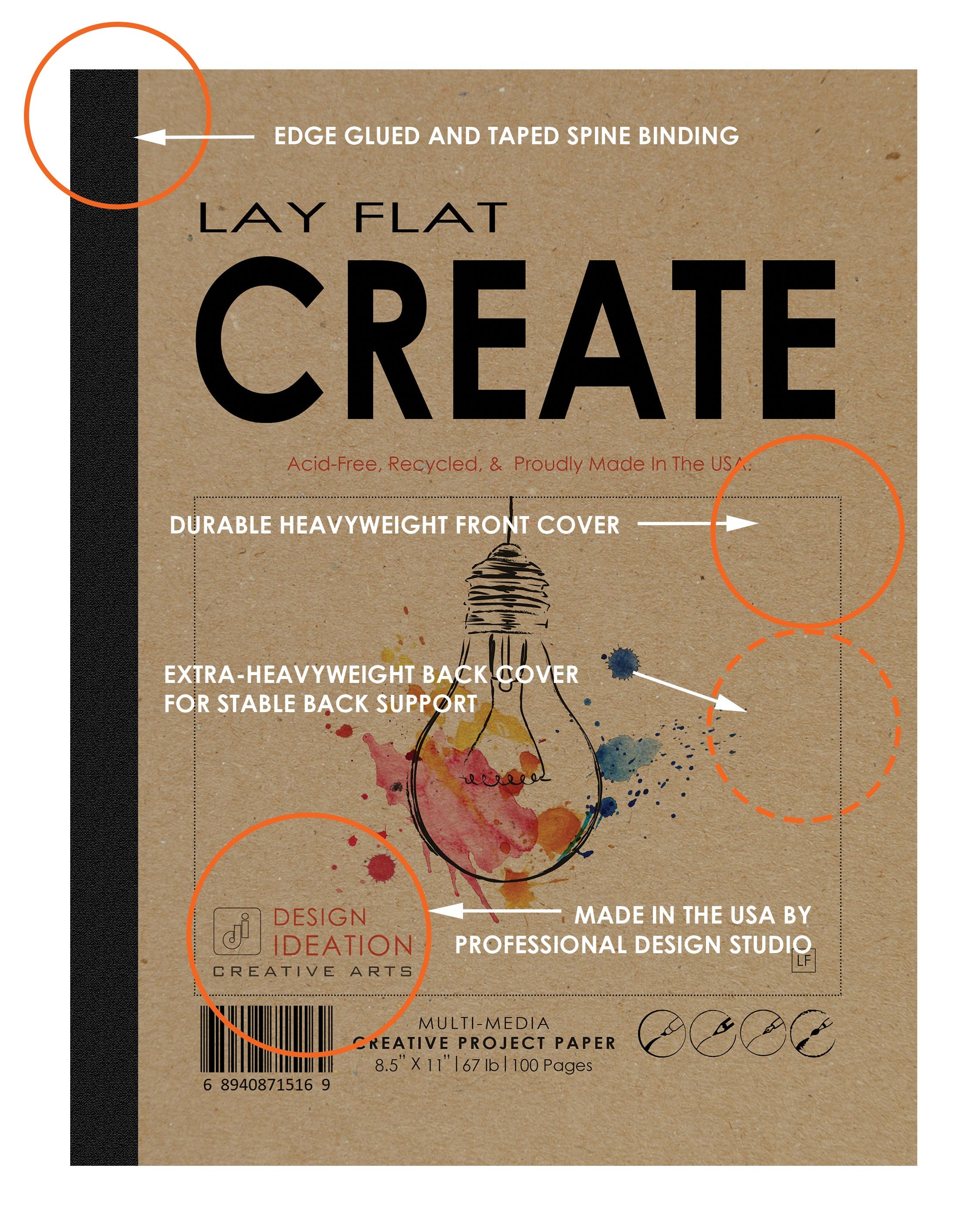 LAY FLAT Sketchbook. Removable Sheet, Journal Style SKETCH Book for
