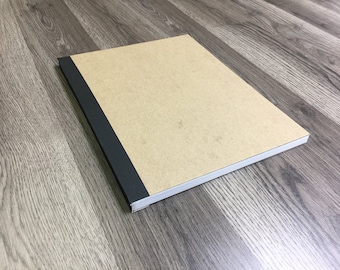 LAY FLAT sketchbook. Removable sheet, journal style sketch book for pencil, ink, marker, charcoal and watercolor paints. (8.5" x 11")