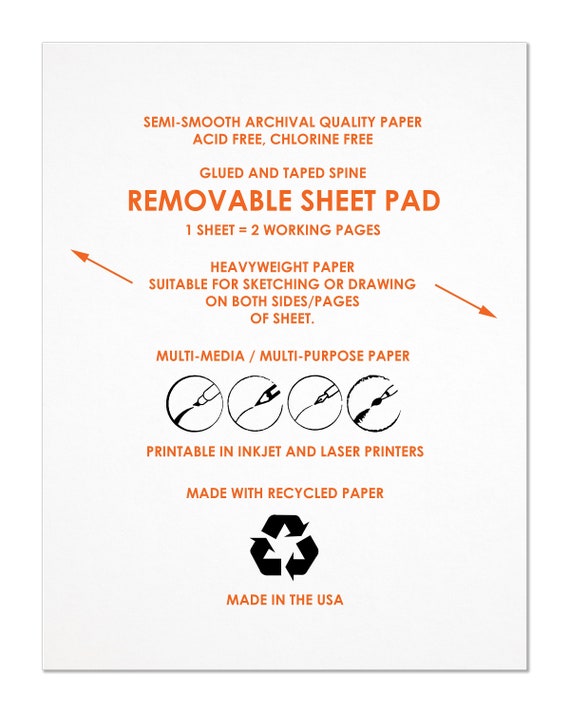 Idea Journal Lay Flat Sketchbook. Removable Sheet, Journal Style Sketchbook. Multi-Media. (5.5 x 8.5)