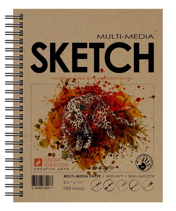 SKETCH Book. Wire Bound Sketchbook for Pencil, Ink, Marker, Charcoal and  Watercolor Paints. 8.5 X 11 