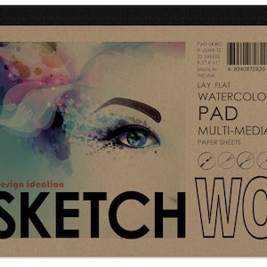 Watercolor Sketch Pad. Removable Sheets. Mixed Media Paper. Lay Flat Reinforced Binding. (11&quot; x 8.5&quot;) PAD-2550-TS