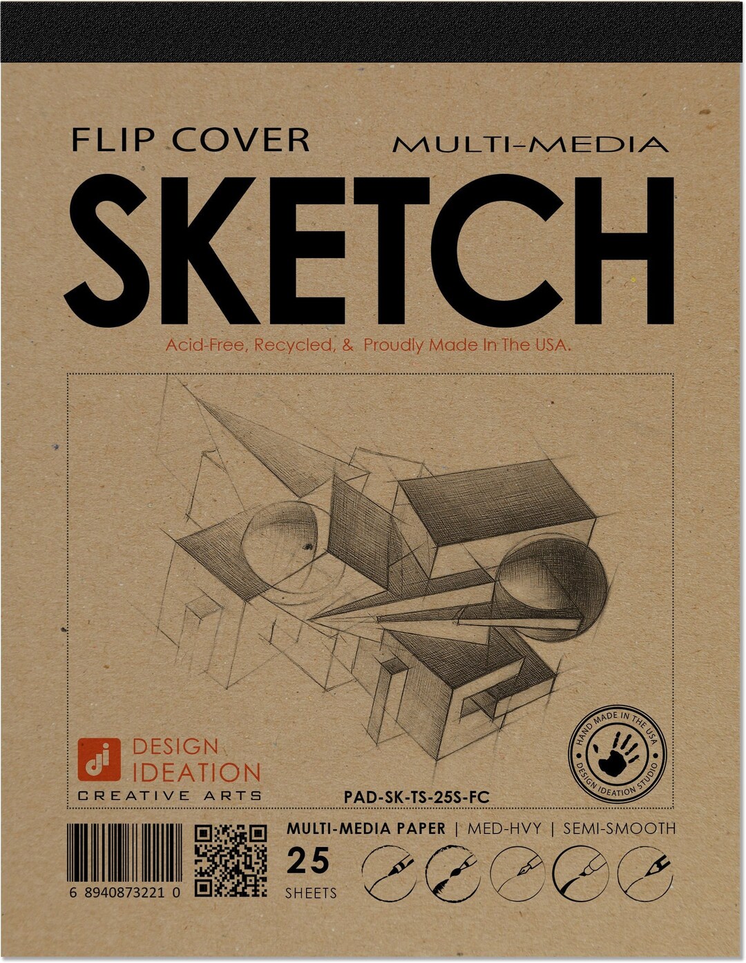 Design Ideation Sketch Book 17x11 Inch - Heavyweight Paper For Pencil, Ink, Marker, Watercolor