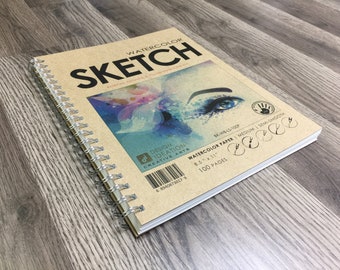 Wire Bound Sketchbook. Multi-Media Paper. Watercolor Art Book. (8.5" x 11")