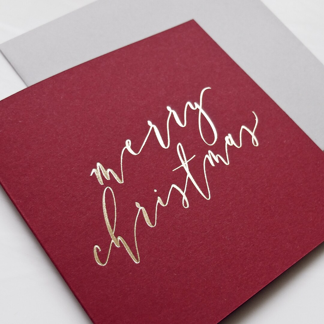 Merry Christmas Foil Christmas Cards pack of 5 Etsy