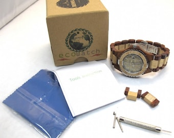 Bewell Mixed Maple Wooden Eco Watch IOB